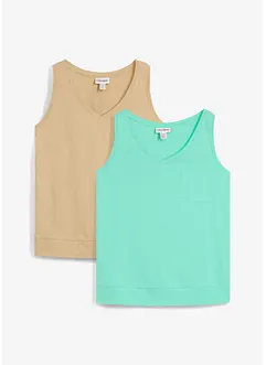 Singlet i 100% økologisk bomull (2-pack), bonprix