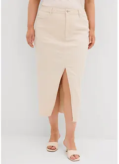 Jeansskjørt med splitt, bonprix