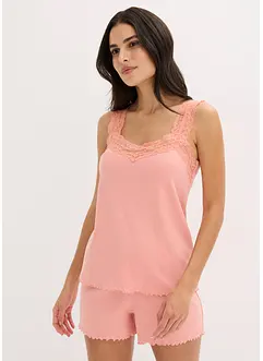Shorty-pyjamas med  delikat blondebesetning, bonprix