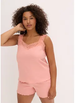 Shorty-pyjamas med  delikat blondebesetning, bonprix