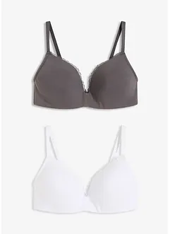Vattert BH uten spiler med bomull (2-pack), bonprix