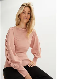 Finstrikket genser med blonde, bonprix