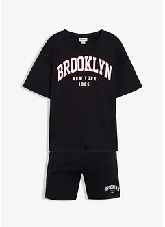 T-skjorte og shorts i formstabil, økologisk bomull (2-delt sett), bonprix