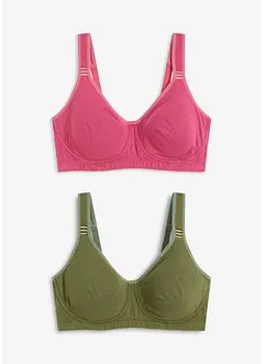 T-skjorte-BH uten bøyle med bomull (2-pack), bonprix