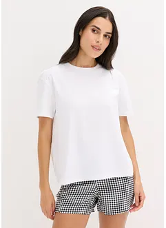 Oversized, kort pyjamas med vevd shorts, bonprix