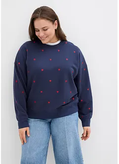 Oversized sweatshirt med broderi, bonprix