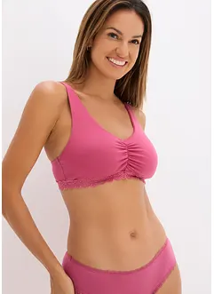 Bralette med bomull og blonde (2-pack), bonprix