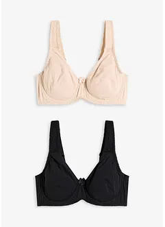 T-skjorte-BH med spiler og bomull (2-pack), bonprix