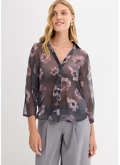 Oversized skjorte i luftig chiffon, bonprix