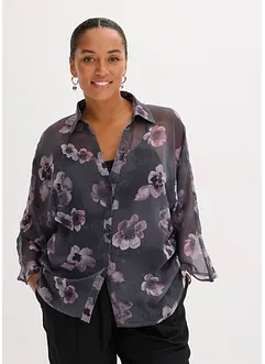 Oversized skjorte i luftig chiffon, bonprix