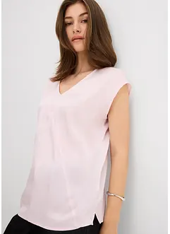 Kort bluse av sateng med glans, bonprix