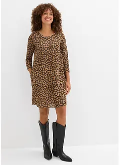 Kort trikotkjole i strikket look, bonprix