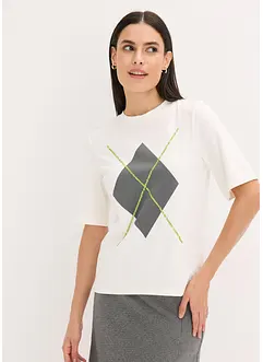 Kortermet topp med paljetter og print, bonprix