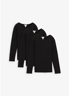 Langermet topp i 100% bomull (3-pack), bonprix