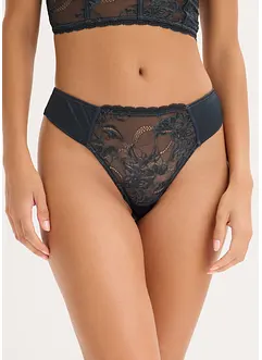 Stringtruse med delikat blonde og glanseffekt, bonprix