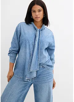 Jeansbluse med sløyfe, bonprix