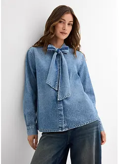 Jeansbluse med sløyfe, bonprix