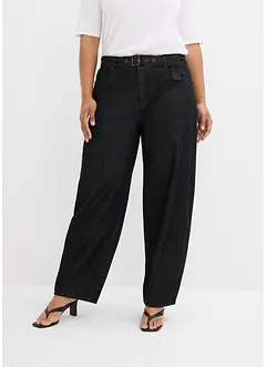 Barrel-jeans, Mid Waist med belte, bonprix