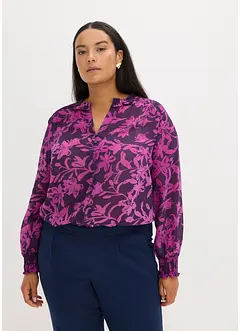 Chiffonbluse med vaflede detaljer, bonprix