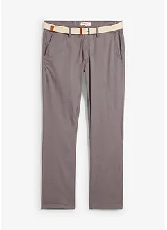Regular Fit chinos med komfortlinning og belte, Straight, bonprix