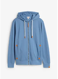 Sweatjakke med hette, med resirkulert polyester, bonprix