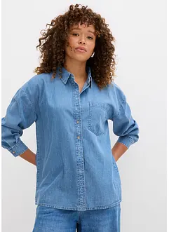Oversized jeansskjorte av økologisk bomull, bonprix