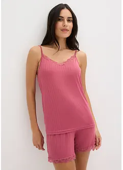 Kort pyjamas i myk pointellejersey, bonprix