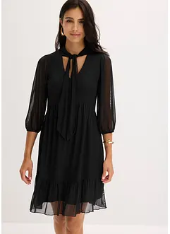 Jerseykjole med mesh og knyting i halsen, bonprix