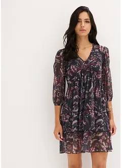 Mesh-jerseykjole med volanger, bonprix