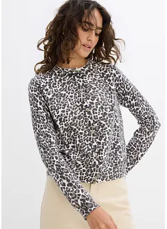 Finstrikket jakke med leopardmønster, bonprix