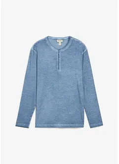 Henley T-skjorte, langermet i vasket stil av 100% økologisk bomull, bonprix