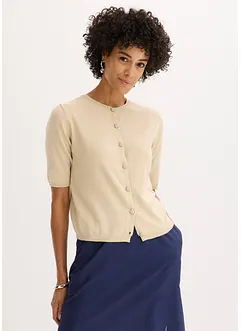 Finstrikket cardigan med korte ermer, bonprix