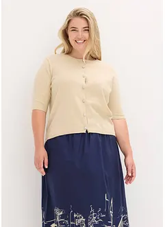 Finstrikket cardigan med korte ermer, bonprix