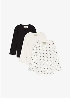 Langermet topp i ren økologisk bomull (3-pack), bonprix