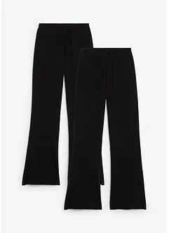 Jerseybukse i økologisk bomull med elastan og utsvingte ben (2-pack), bonprix