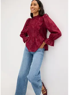 Bluse med borderi, bonprix