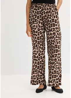 Bukse i lett sateng med vide ben, bonprix