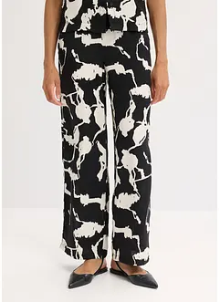 Bukse i lett sateng med vide ben, bonprix