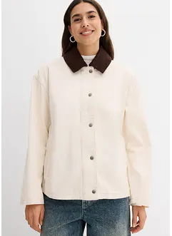 Lett twilljakke med krage i kordfløyel, bonprix