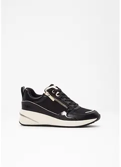 Trendy sneakers fra Tamaris med glitrende overmateriale og detaljer i reptil- og lakkstil, Tamaris
