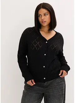 Cardigan med hullmønster, bonprix