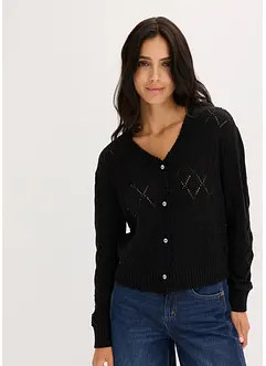 Cardigan med hullmønster, bonprix