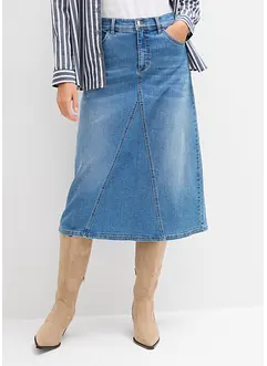 Denimskjørt med stretch, High Waist, bonprix