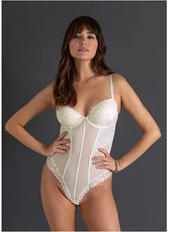 Stringbody med elastiske blonder, bonprix