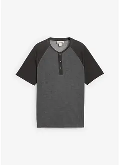 Henley T-skjorte med korte ermer, i vasket stil av 100% økologisk bomull, bonprix
