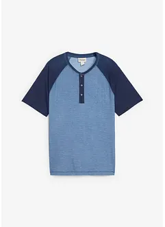 Henley T-skjorte med korte ermer, i vasket stil av 100% økologisk bomull, bonprix