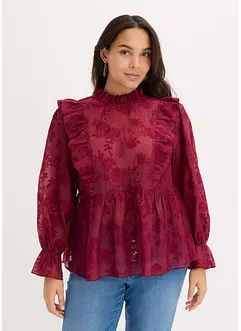 Bluse med borderi, bonprix