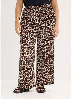 Bukse i lett sateng med vide ben, bonprix