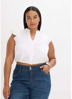 Tyrolerbluse med ståkrage og rysjeermer, bonprix