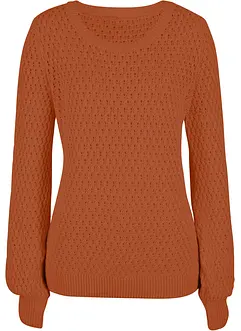 Genser i bomullsmiks med strukturstrikk, bonprix